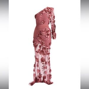 NWT Zhivago I Found Love One-Shoulder Gown ASH ROSE